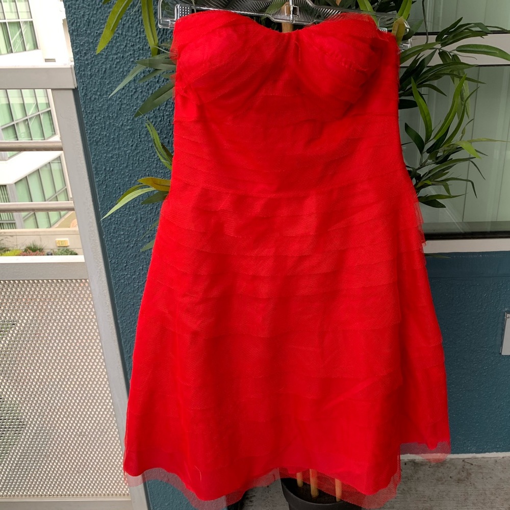 New Adrianna Papell red tulle tiered dress 6 - Picture 1 of 6